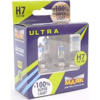 Лампа автомобильная H7 12V 55W (PX26d) Super Light +100% (к-т.2шт) МАЯК ULTRA