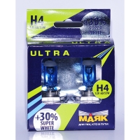 Лампа автомобильная H4 12V 60/55W (P43t) Super White +30% (к-т.2шт) МАЯК ULTRA