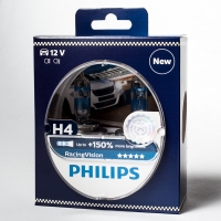 Лампа автомобильная H4 12V 60/55W (P43t) +150% Rasing Vision (к-т.2шт) PHILIPS