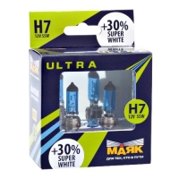 Лампа автомобильная H7 12V 55W (PX26d) Super White +30% (к-т.2шт) МАЯК ULTRA