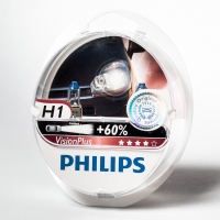 Лампа автомобильная H1 12V 55W (P14,5s) +60% Vision Plus (к-т.2шт.) PHILIPS