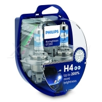 Лампа автомобильная H4 12V 60/55W (P43t) +200% Rasing Vision (к-т.2шт) PHILIPS