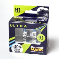 Лампа автомобильная H1 12V 55W (P14,5s) Super White +30% (к-т.2шт) МАЯК ULTRA