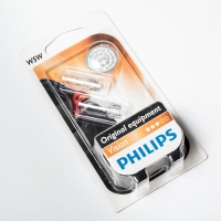 Лампа автомобильная W5W 12V 5W (W2,1x9,5d) (Блистер 2 шт) PHILIPS